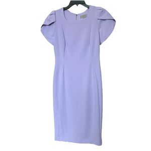 Marc New York Dress 6 Midi Silver accent zipper Lilac Purple Tulip Sleeve